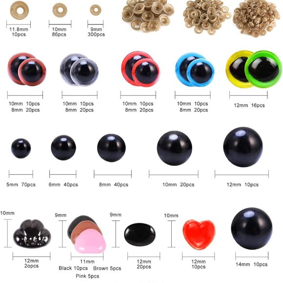 Safety Eyes & Noses 792PCS for Amigurumi Washers Stuffed Animals Crochet Crafts - Picture 2 of 3